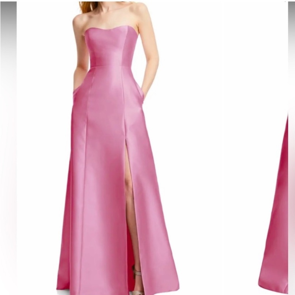 NWT ALFRED SUNG STRAPLESS BOW BACK POWDER PINK DRESS